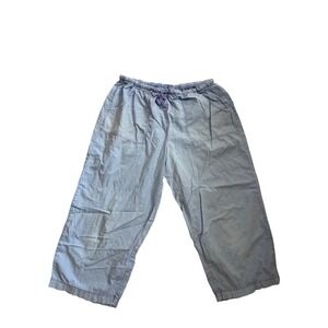Fresh Produce Cropped Pants Womens MD Blue Coastal Cotton Drawstring Relaxed